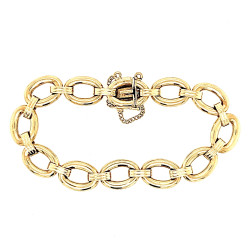 Pre Owned 9ct Fancy Hollow Link Bracelet ZP908